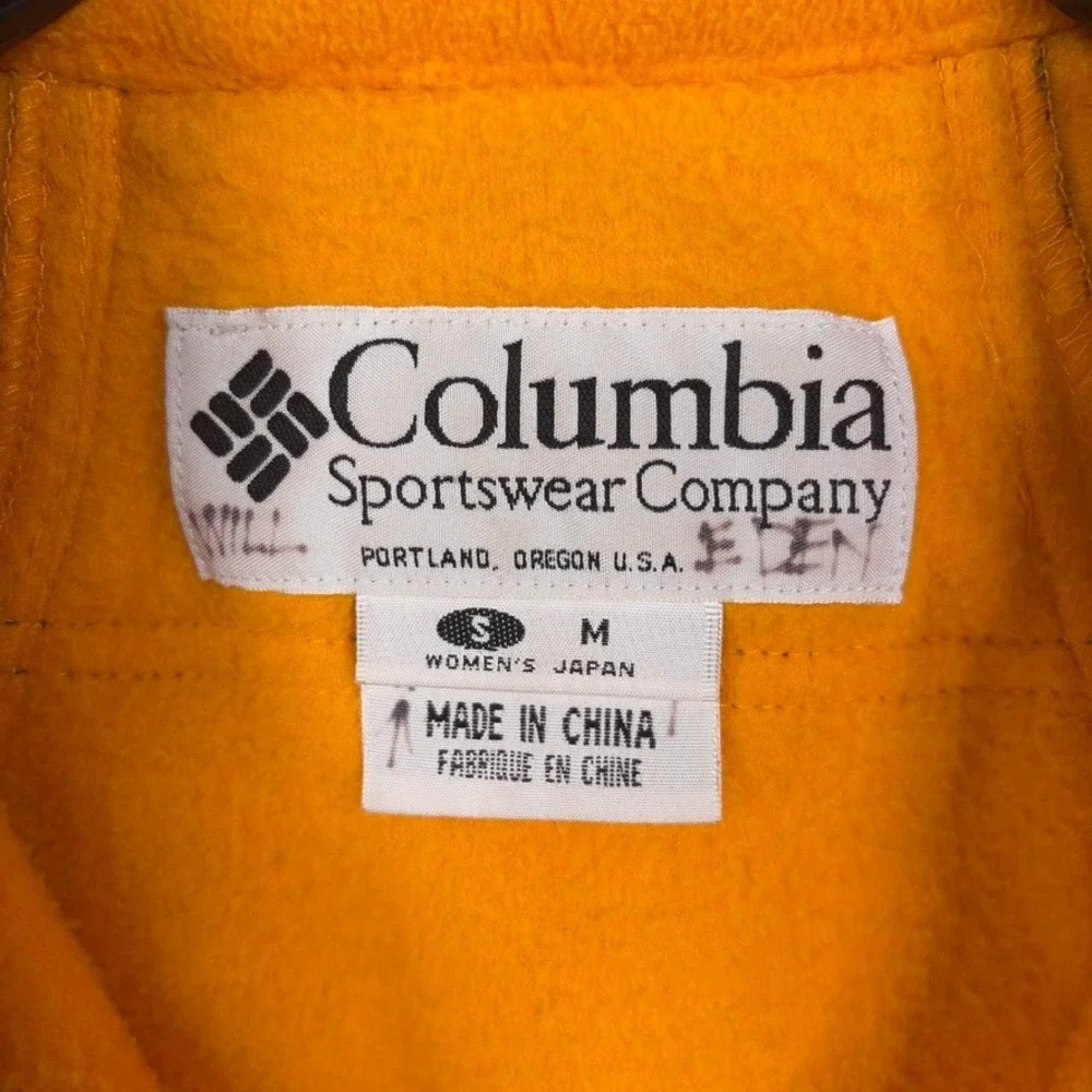 Columbia Fleece Jacket Womens Small Orange Colorblock Full Zip Outdoor Gorpcore